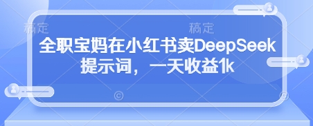 全职宝妈在小红书卖DeepSeek提示词，一天收益1k-小鹏项目网