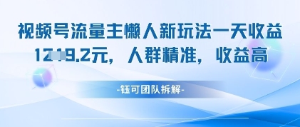 视频号流量主懒人新玩法，一天收益1k，人群精准收益高-小鹏项目网