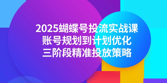 2025蝴蝶号投流实战课，账号规划到计划优化，三阶段精准投放策略-小鹏项目网
