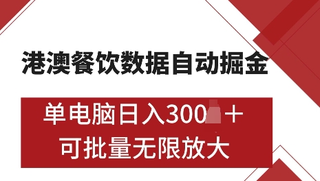 港澳数据全自动掘金，单电脑日入5张，可矩阵批量无限操作【仅揭秘】-小鹏项目网