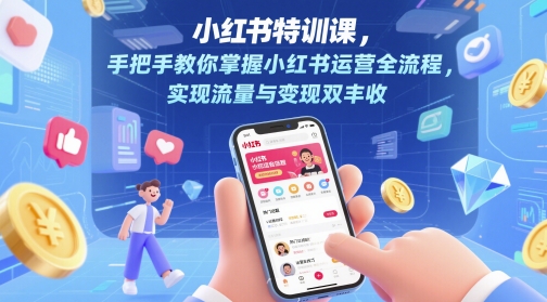 小红书特训课，手把手教你掌握小红书运营全流程，实现流量与变现双丰收-小鹏项目网