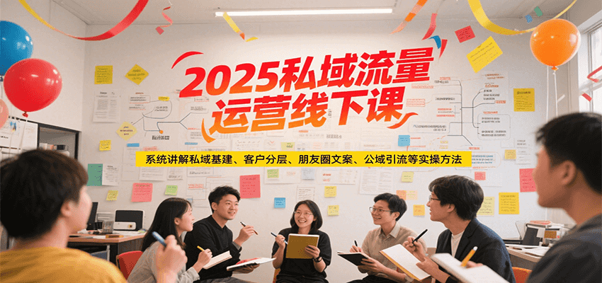 2025私域流量运营线下课，系统讲解私域基建/客户分层/朋友圈文案/公域引流等实操方法-小鹏项目网