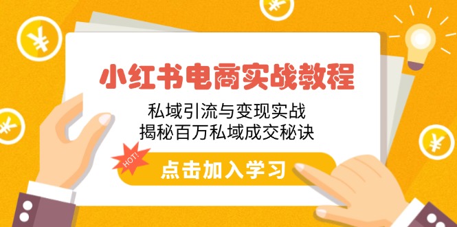 小红书电商实战教程：私域引流与变现实战，揭秘百万私域成交秘诀-小鹏项目网