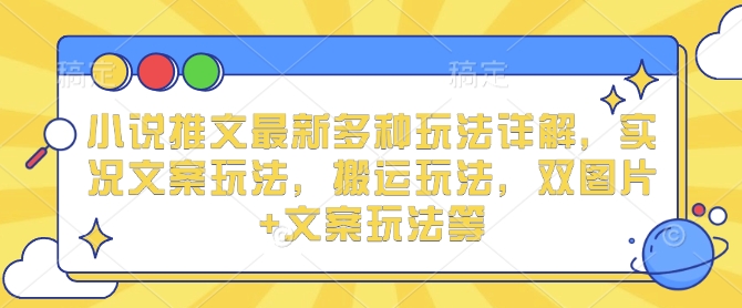 小说推文最新多种玩法详解，实况文案玩法，搬运玩法，双图片+文案玩法等-小鹏项目网