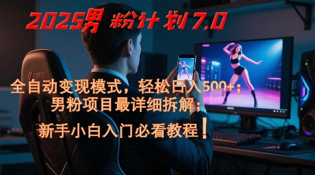 2025男粉计划7.0，全自动变现模式，轻松日入5张+，新手小白必看课程-小鹏项目网