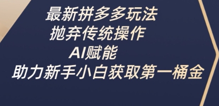 最新拼多多玩法，抛弃传统操作，AI赋能，助力新手小白获取第一桶金-小鹏项目网