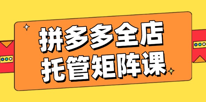 拼多多全店托管矩阵课，盈利动销玩法，高效计划设置，提升店铺效益-小鹏项目网