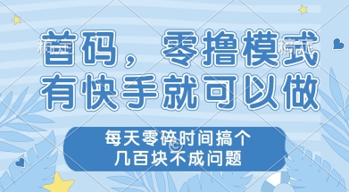 首码零撸项目，有快手就可以做，每天业务时间搞个几张不是问题【揭秘】-小鹏项目网