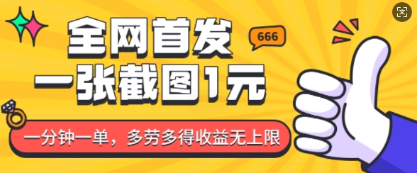 全网首发，一张截图1块钱，一分钟一单，多劳多得，收益无上限-小鹏项目网
