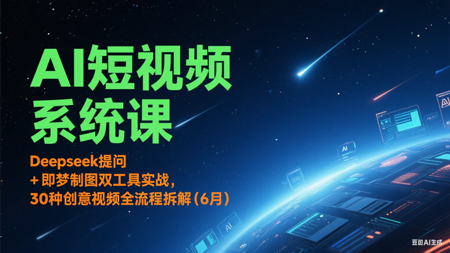 AI短视频系统课：Deepseek提问 + 即梦制图双工具实战，30种创意视频全流程拆解(6月)-小鹏项目网