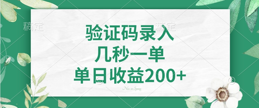 验证码录入，几秒一单，单日收益200+-小鹏项目网