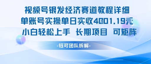 视频号银发经济赛道单账号实操单日实收1k+，小白轻松上手长期项目-小鹏项目网