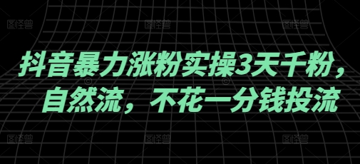 抖音暴力涨粉实操3天千粉，自然流，不花一分钱投流，实操经验分享-小鹏项目网