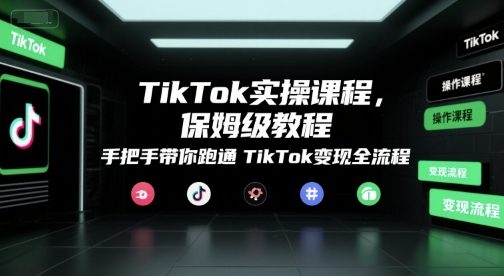 TikTok实操课程，保姆级教程，手把手带你跑通TikTok变现全流程-小鹏项目网