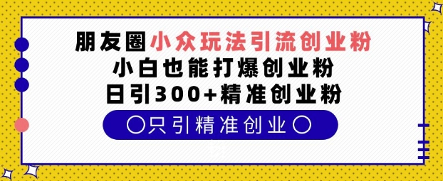 朋友圈小众玩法引流创业粉，小白也能打爆创业粉，日引300+精准创业粉【揭秘】-小鹏项目网