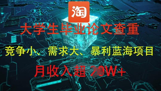 大学生毕业论文查重，暴利蓝海项目，月收入过1W+-小鹏项目网