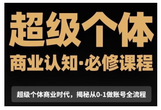 超级个体商业认知觉醒视频课，商业认知·必修课程揭秘从0-1账号全流程-小鹏项目网