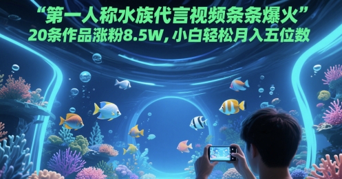 第一人称水族代言视频条条爆火，20条作品涨粉8.5W，小白轻松月入五位数-小鹏项目网
