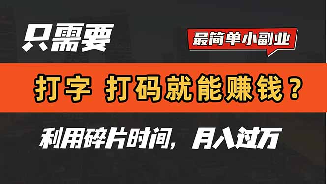 只需要打字，打码，就能赚钱？简单的赚钱小副业，利用碎片时间，月入过万-小鹏项目网