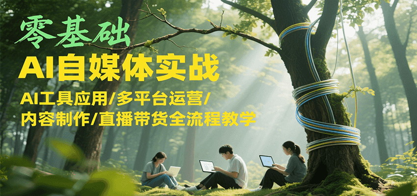 零基础AI自媒体实战，AI工具应用/多平台运营/内容制作/直播带货全流程教学-小鹏项目网