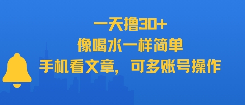 一天撸30+，像喝水一样简单，手机看文章，可多账号操作-小鹏项目网