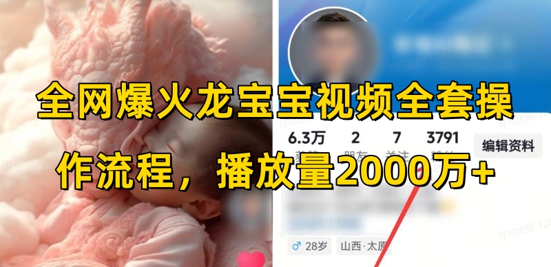 全网爆火龙宝宝视频全套操作流程，播放量2000万+-小鹏项目网