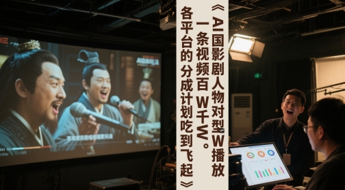 AI三国影视剧人物对口型唱歌玩法，一条视频百W千W播放，各平台的分成计划吃到飞起-小鹏项目网