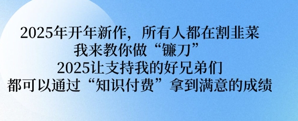 2025年开年新作，所有人都在割韭菜，我来教你做“镰刀” 2025让支持我的好兄弟们都可以通过“知识付费”拿到满意的成绩【揭秘】-小鹏项目网