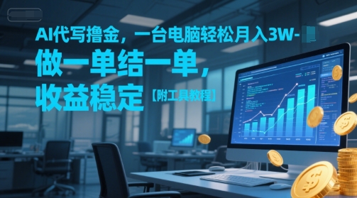 AI代写撸金，一台电脑轻松月入1-3W，做一单结一单，收益稳定【附工具教程】-小鹏项目网