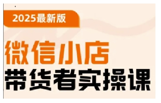 2025最新版微信小店带货者实操课，基础操作到高级运营技巧，快速上手-小鹏项目网