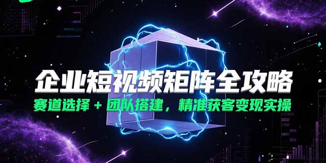 企业短视频矩阵全攻略，赛道选择+团队搭建，精准获客变现实操-小鹏项目网