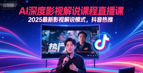 AI深度影视解说课程直播课，2025最新影视解说模式，抖音热推-小鹏项目网
