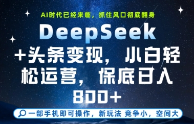 DeepSeek+头条变现，保姆级教学，小白轻松上手，日入8张+【揭秘】-小鹏项目网
