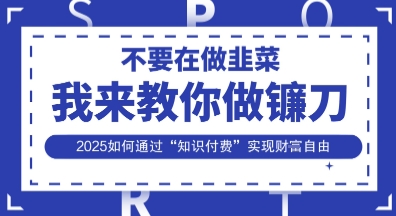 韭菜生涯终结者，我来教你做镰刀，2025如何通过“知识付费”实现财F自由【揭秘】-小鹏项目网