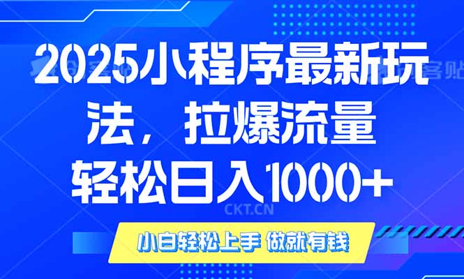 2025年小程序最新玩法，流量直接拉爆，单日稳定变现1000+-小鹏项目网