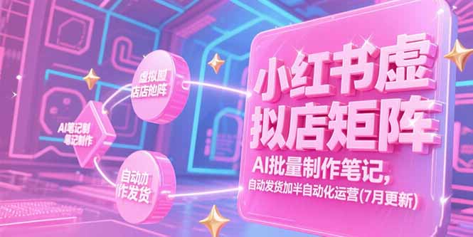 小红书虚拟店矩阵，AI批量制作笔记，自动发货加半自动化运营(7月更新-小鹏项目网
