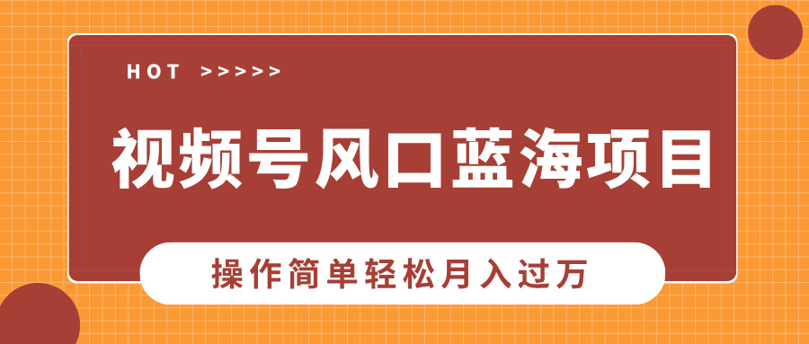 视频号风口蓝海项目，中老年人的流量密码，操作简单轻松月入过万-小鹏项目网