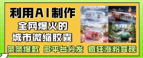 利用AI制作全网爆火的城市微缩胶囊，条条爆款， 多平台分发，疯狂涨粉变现-小鹏项目网