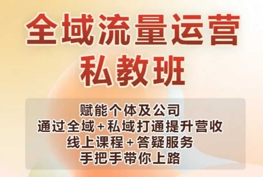 全域流量运营操盘课，赋能个体及公司通过全域+私域打通提升营收-小鹏项目网