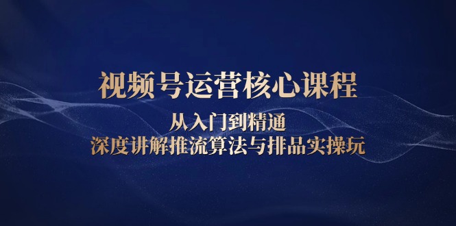 视频号运营核心课程，从入门到精通，深度讲解推流算法与排品实操玩-小鹏项目网