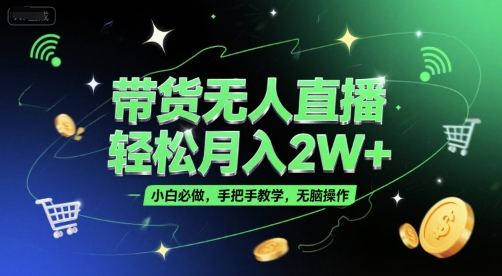 带货无人直播，轻松月入2W+，小白必做，手把手教学，无脑操作(附学习资料)-小鹏项目网