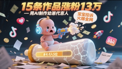 用AI制作幼崽代言人，宝宝的控诉火爆全网，15条作品涨粉13W，单号月入5位数实操教程-小鹏项目网