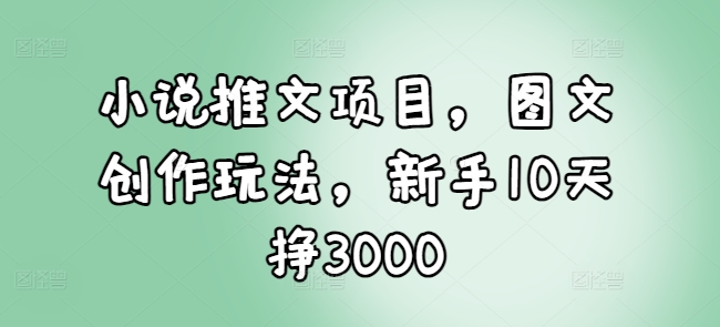 小说推文项目，图文创作玩法，新手10天挣3000-小鹏项目网