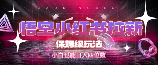 悟空小红书拉新，保姆级玩法，小白也能日入四位数-小鹏项目网