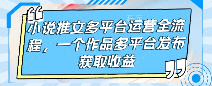 小说推文多平台运营全流程，一个作品多平台发布获取收益-小鹏项目网