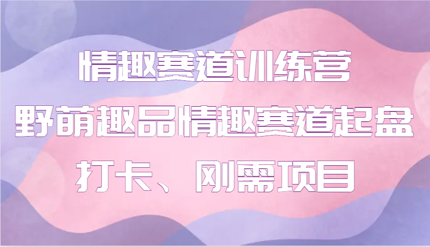 情趣赛道训练营 野萌趣品情趣赛道起盘打卡、刚需项目-小鹏项目网