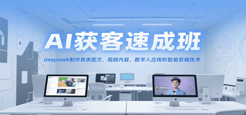 AI获客速成班，deepseek制作各类图文、视频内容，数字人应用和智能剪辑技术-小鹏项目网