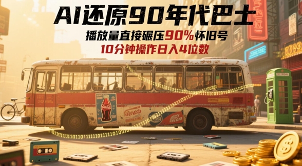 AI还原90年代巴士，一帧就让70后泪崩，播放量直接碾压90%怀旧号，每天操作十分钟，日入四位数-小鹏项目网