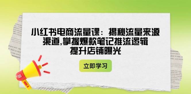 小红书电商流量课：揭秘流量来源渠道,掌握爆款笔记推流逻辑,提升店铺曝光-小鹏项目网