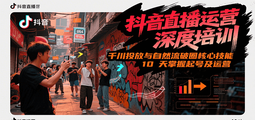 抖音直播运营深度培训，千川投放与自然流核心技能，10天掌握起号及运营(6-7月新课)-小鹏项目网